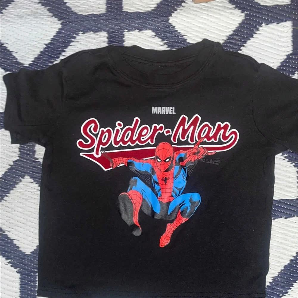 Spider-Man women’s 2 piece set Black stretchy half top & wide sweatpants Bottoms - Picture 10 of 11